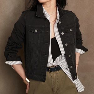 Banana Republic Factory Black Denim Jacket- Medium